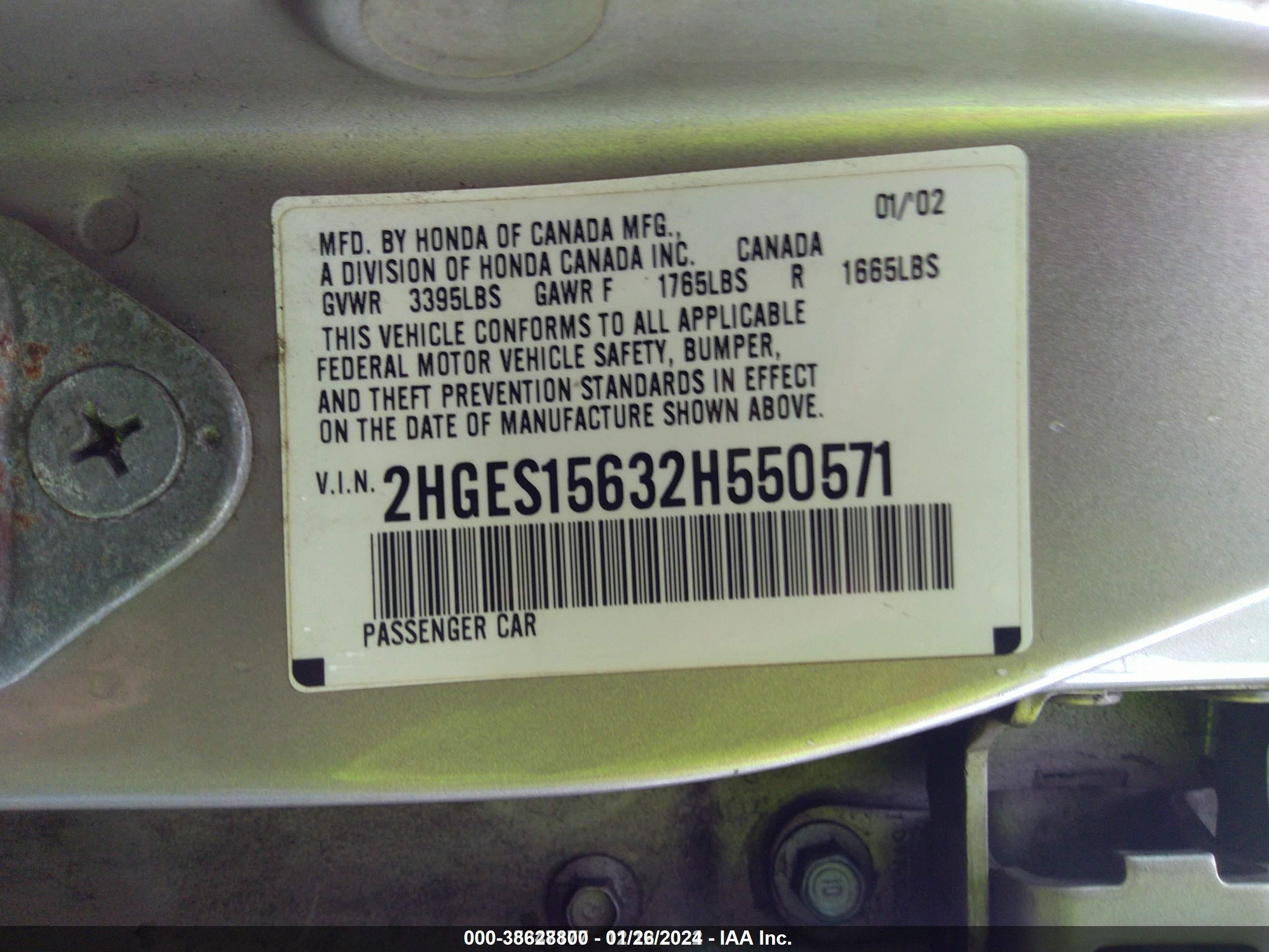 Photo 9 VIN: 2HGES15632H550571 - HONDA CIVIC 