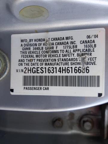 Photo 9 VIN: 2HGES16314H616686 - HONDA CIVIC DX V 