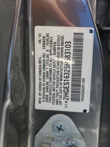 Photo 11 VIN: 2HGES16325H583103 - HONDA CIVIC DX V 