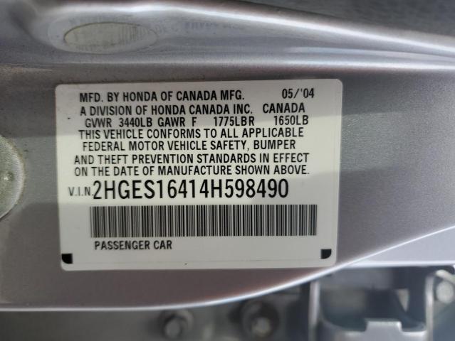 Photo 11 VIN: 2HGES16414H598490 - HONDA CIVIC 