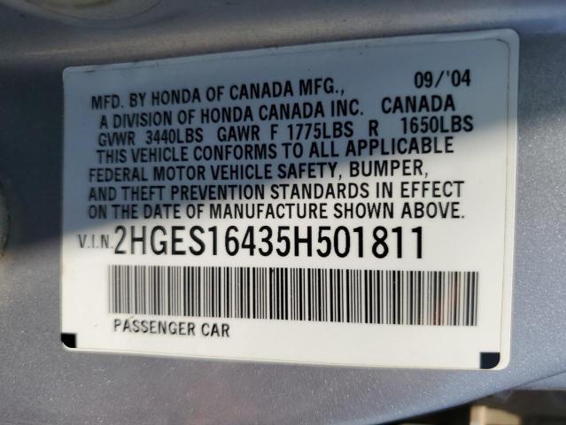 Photo 11 VIN: 2HGES16435H501811 - HONDA CIVIC DX 