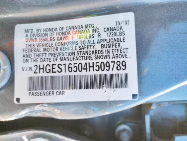 Photo 9 VIN: 2HGES16504H509789 - HONDA CIVIC 