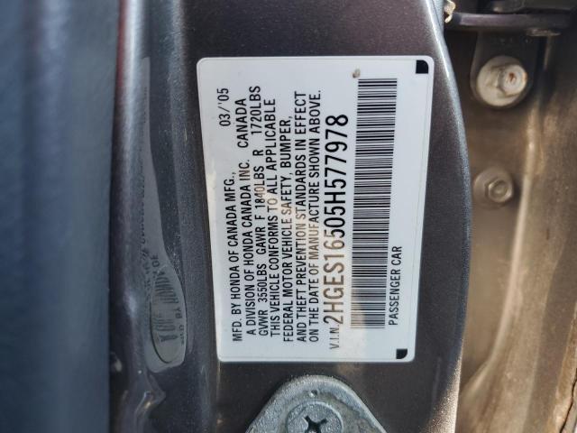 Photo 11 VIN: 2HGES16505H577978 - HONDA CIVIC LX 