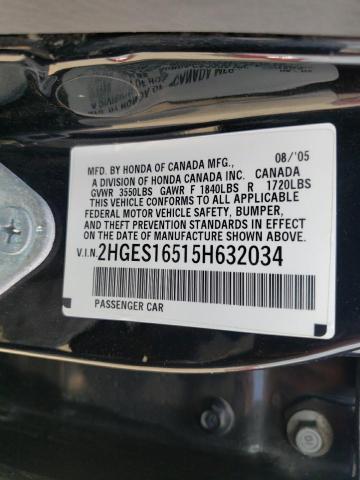 Photo 9 VIN: 2HGES16515H632034 - HONDA CIVIC LX 