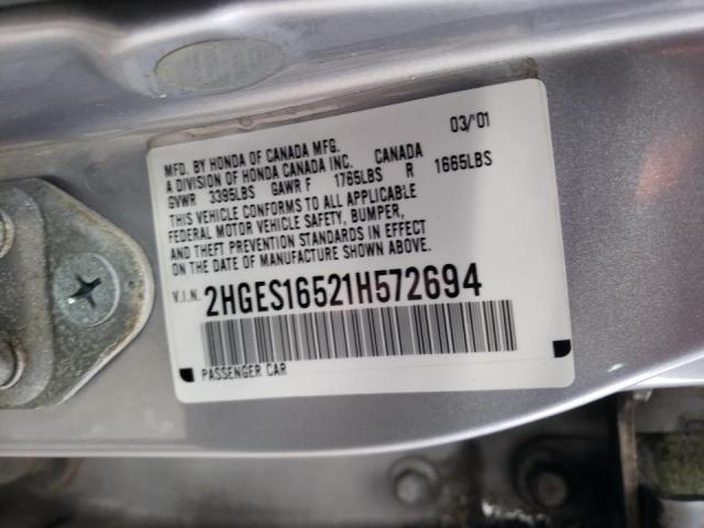 Photo 9 VIN: 2HGES16521H572694 - HONDA CIVIC LX 