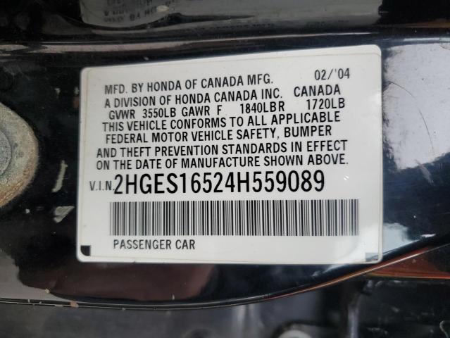 Photo 11 VIN: 2HGES16524H559089 - HONDA CIVIC LX 