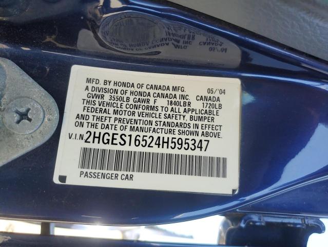 Photo 11 VIN: 2HGES16524H595347 - HONDA CIVIC 