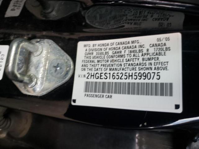 Photo 9 VIN: 2HGES16525H599075 - HONDA CIVIC LX 