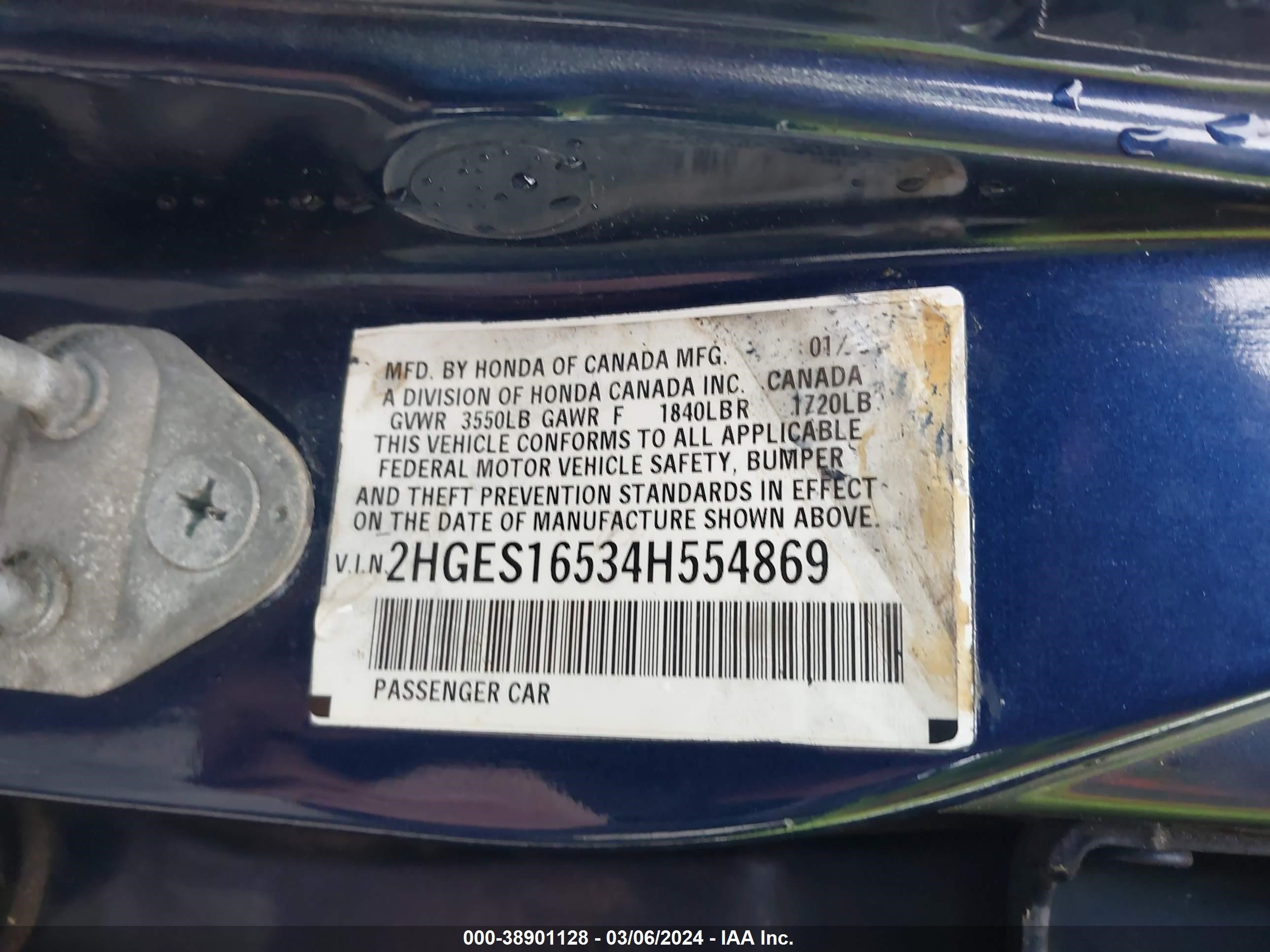 Photo 8 VIN: 2HGES16534H554869 - HONDA CIVIC 