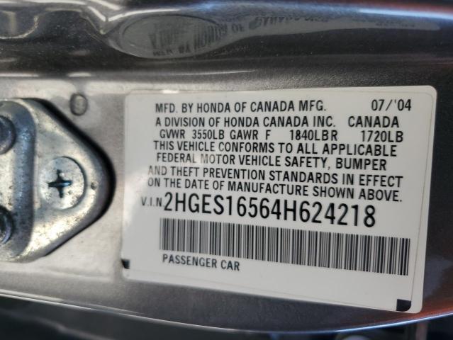 Photo 11 VIN: 2HGES16564H624218 - HONDA CIVIC LX 