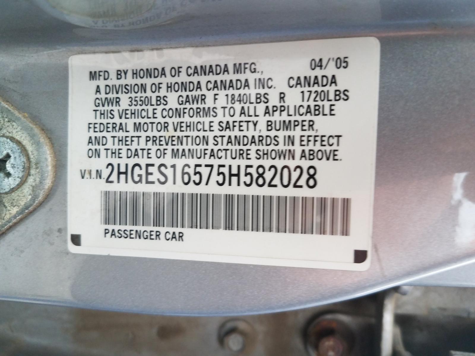 Photo 9 VIN: 2HGES16575H582028 - HONDA CIVIC LX 