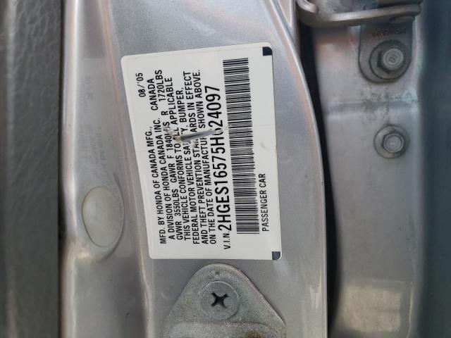 Photo 11 VIN: 2HGES16575H624097 - HONDA CIVIC 