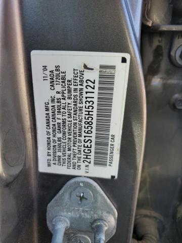 Photo 11 VIN: 2HGES16585H531122 - HONDA CIVIC LX 