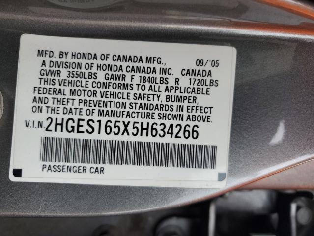 Photo 11 VIN: 2HGES165X5H634266 - HONDA CIVIC 