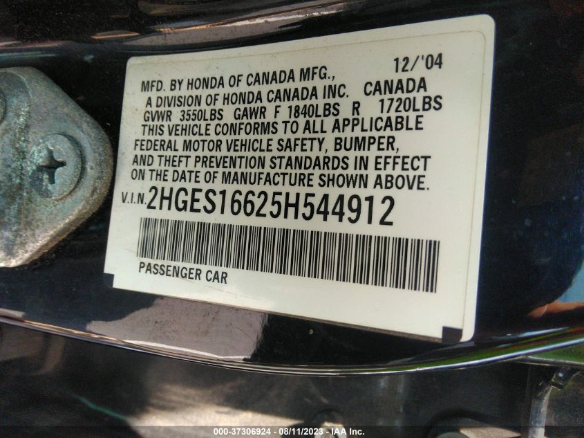 Photo 8 VIN: 2HGES16625H544912 - HONDA CIVIC 