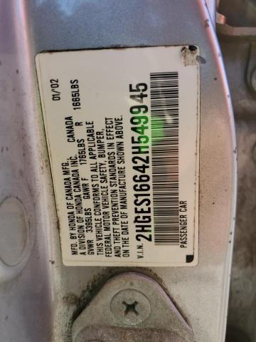 Photo 11 VIN: 2HGES16642H549945 - HONDA CIVIC LX 