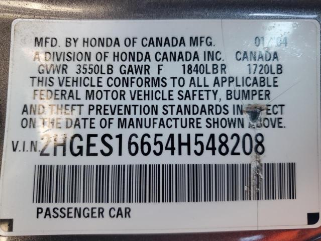 Photo 11 VIN: 2HGES16654H548208 - HONDA CIVIC 