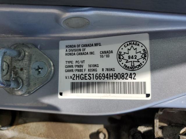 Photo 11 VIN: 2HGES16694H908242 - HONDA CIVIC 