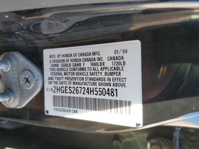 Photo 11 VIN: 2HGES26724H550481 - HONDA CIVIC 