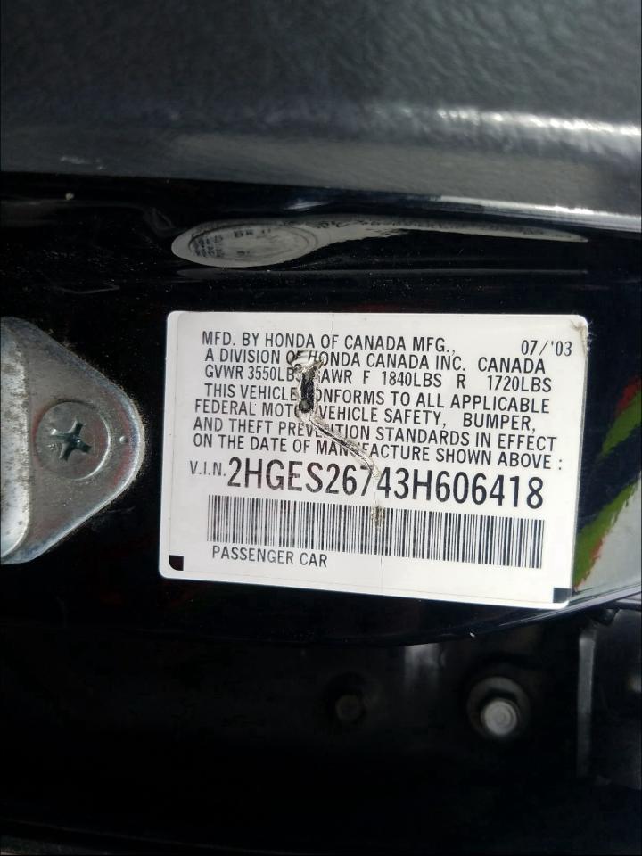 Photo 9 VIN: 2HGES26743H606418 - HONDA CIVIC EX 