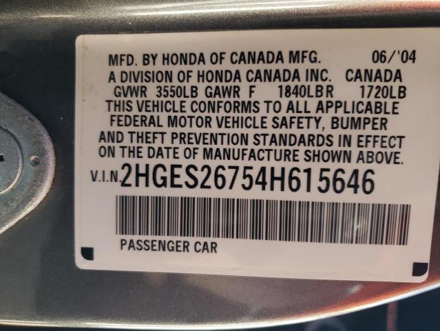 Photo 12 VIN: 2HGES26754H615646 - HONDA CIVIC 