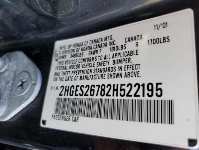 Photo 11 VIN: 2HGES26782H522195 - HONDA CIVIC EX 