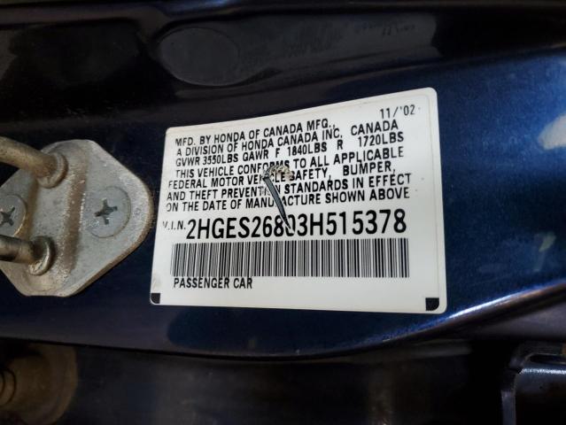 Photo 11 VIN: 2HGES26803H515378 - HONDA CIVIC EX 