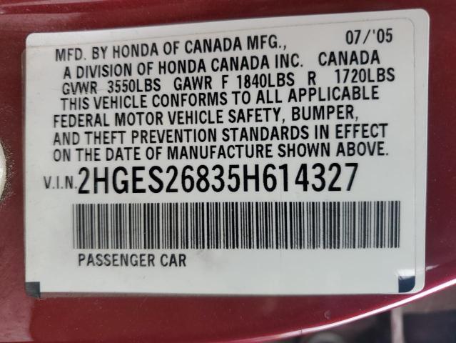 Photo 11 VIN: 2HGES26835H614327 - HONDA CIVIC 