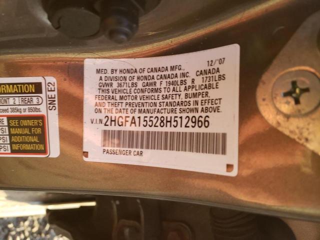 Photo 9 VIN: 2HGFA15528H512966 - HONDA CIVIC LX 