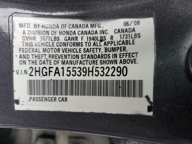 Photo 11 VIN: 2HGFA15539H532290 - HONDA CIVIC LX 