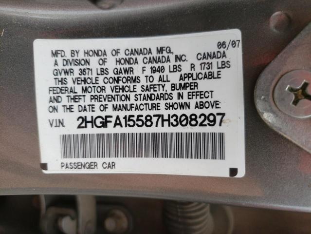 Photo 11 VIN: 2HGFA15587H308297 - HONDA CIVIC 