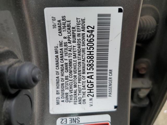 Photo 12 VIN: 2HGFA15858H506542 - HONDA CIVIC 