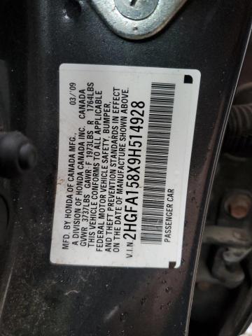 Photo 11 VIN: 2HGFA158X9H514928 - HONDA CIVIC EX 