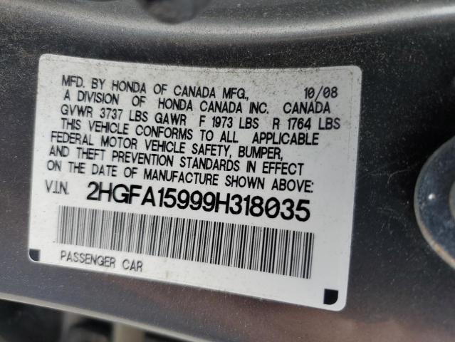 Photo 11 VIN: 2HGFA15999H318035 - HONDA CIVIC EXL 