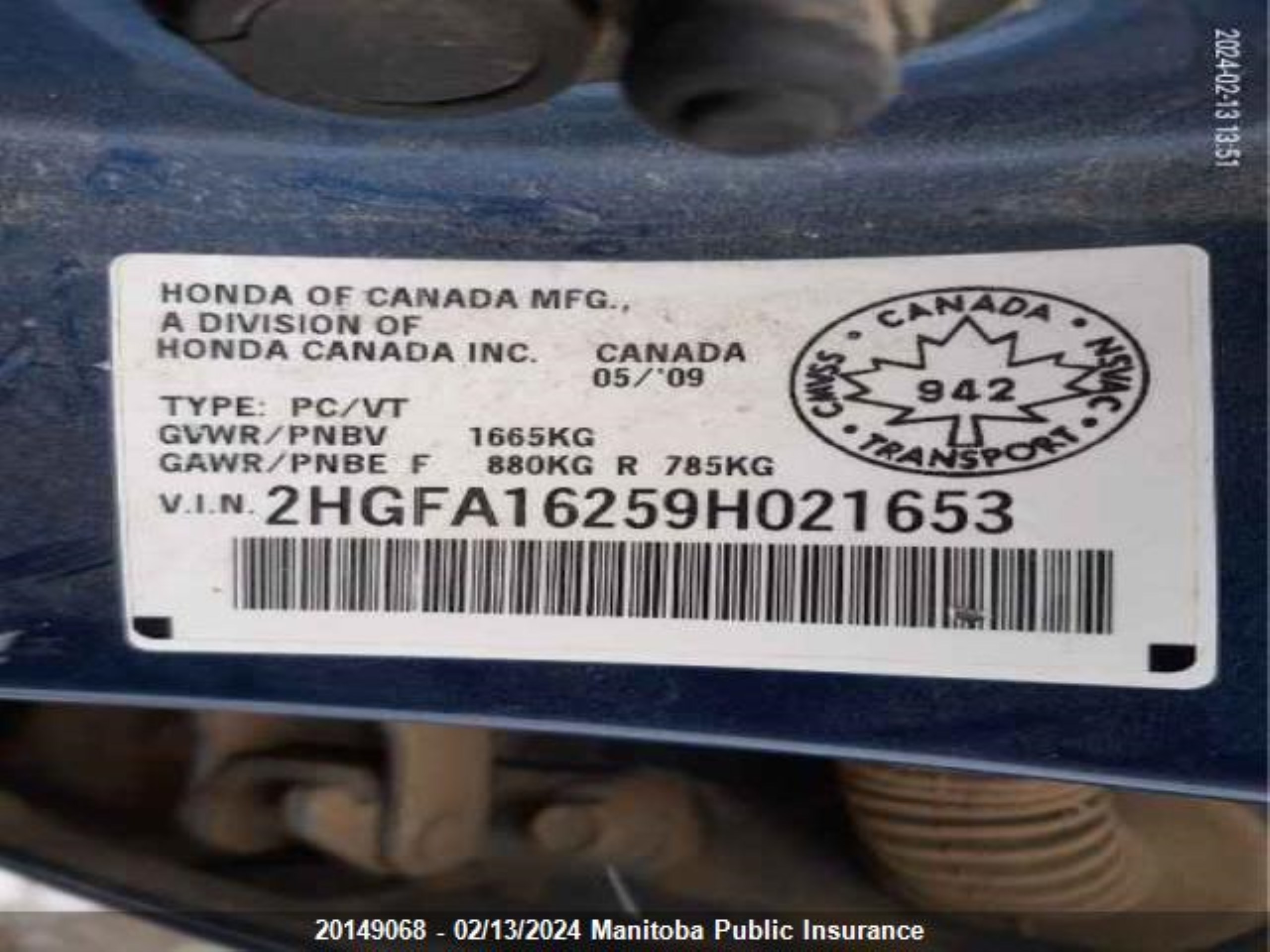 Photo 8 VIN: 2HGFA16259H021653 - HONDA CIVIC 