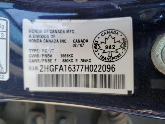 Photo 11 VIN: 2HGFA16377H022096 - HONDA CIVIC 