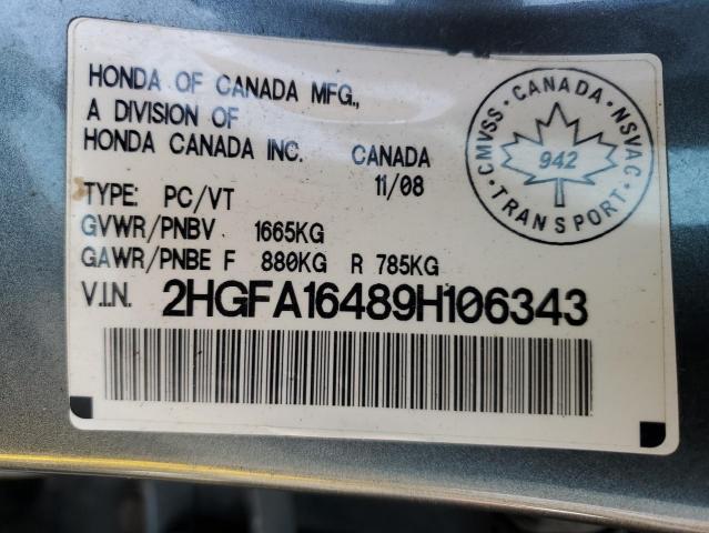 Photo 11 VIN: 2HGFA16489H106343 - HONDA CIVIC 