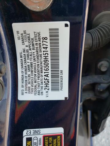 Photo 11 VIN: 2HGFA16509H514778 - HONDA CIVIC LX 