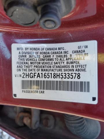 Photo 11 VIN: 2HGFA16518H533578 - HONDA CIVIC 