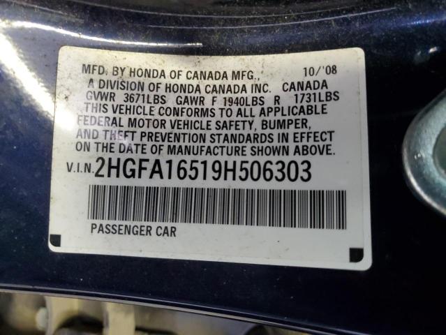 Photo 11 VIN: 2HGFA16519H506303 - HONDA CIVIC 