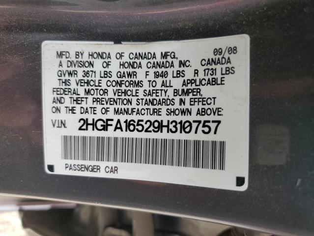 Photo 11 VIN: 2HGFA16529H310757 - HONDA CIVIC LX 