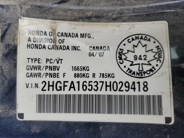 Photo 11 VIN: 2HGFA16537H029418 - HONDA CIVIC 