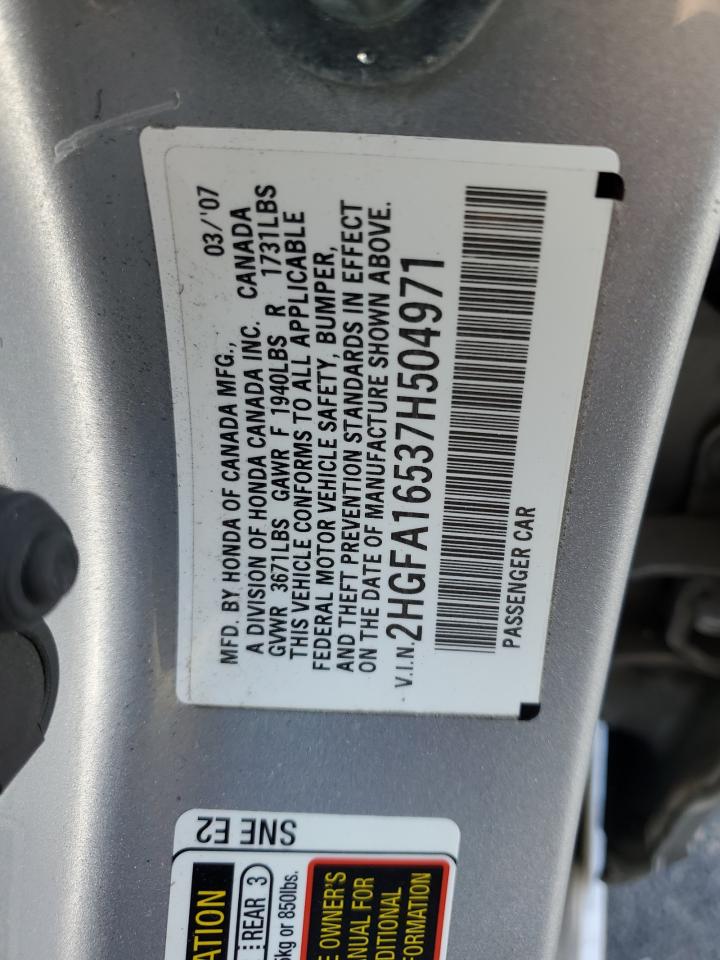 Photo 11 VIN: 2HGFA16537H504971 - HONDA CIVIC 