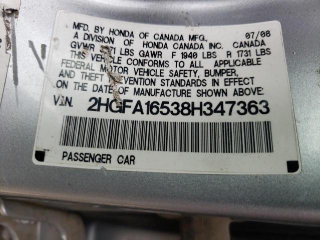 Photo 9 VIN: 2HGFA16538H347363 - HONDA CIVIC LX 