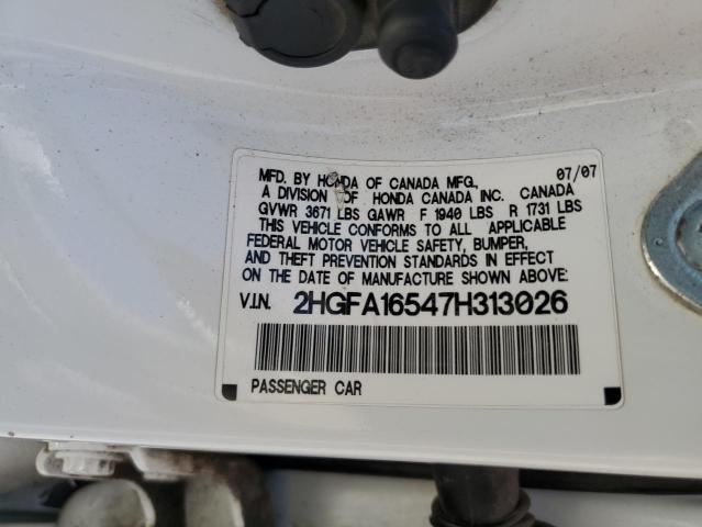 Photo 11 VIN: 2HGFA16547H313026 - HONDA CIVIC 