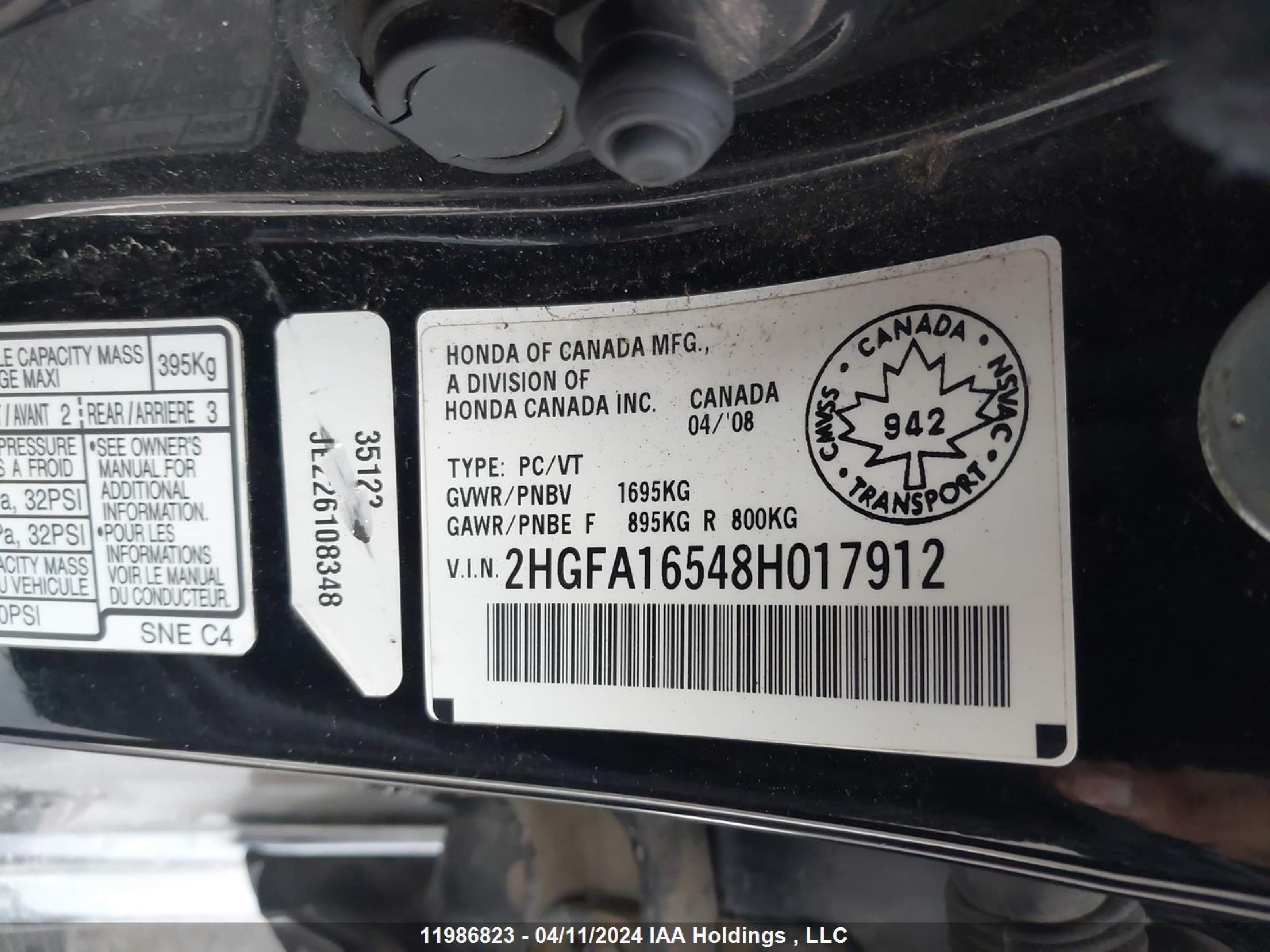 Photo 8 VIN: 2HGFA16548H017912 - HONDA CIVIC 