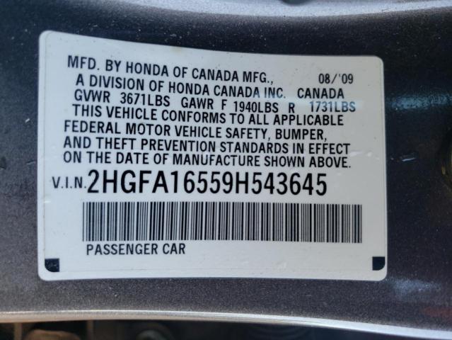 Photo 11 VIN: 2HGFA16559H543645 - HONDA CIVIC 