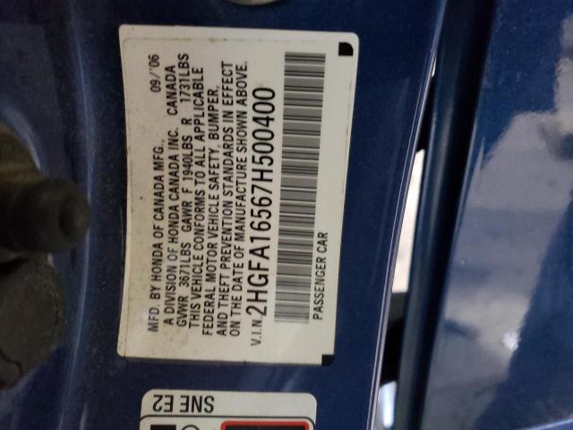 Photo 11 VIN: 2HGFA16567H500400 - HONDA CIVIC LX 