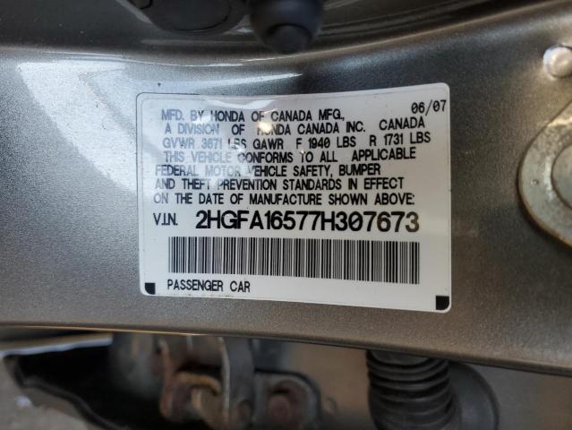 Photo 11 VIN: 2HGFA16577H307673 - HONDA CIVIC 