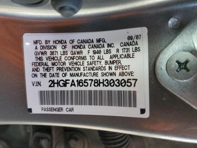 Photo 12 VIN: 2HGFA16578H303057 - HONDA CIVIC LX 